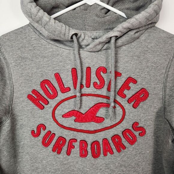 Vtg Y2k Hollister Hoodie Mens M Applique Lettering Spellout Embroidered Surfing - Picture 2 of 8